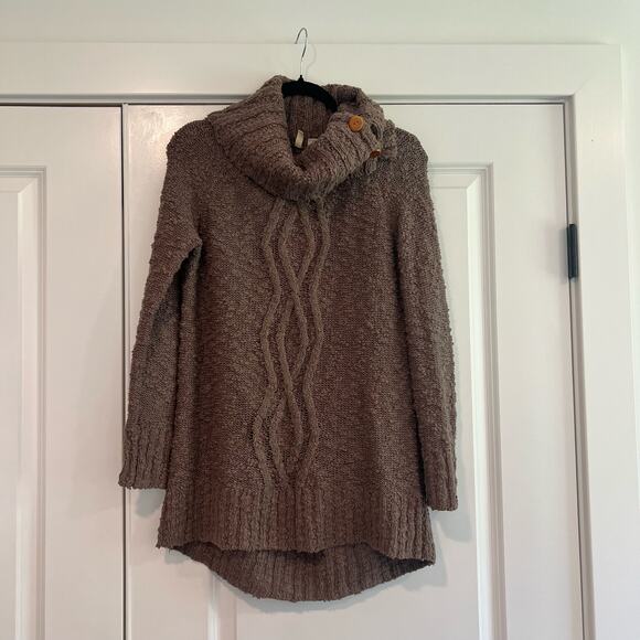 Moth Women's Loose Knit Chunky Turtleneck Sweater Taupe Brown Size XS - Picture 1 of 8